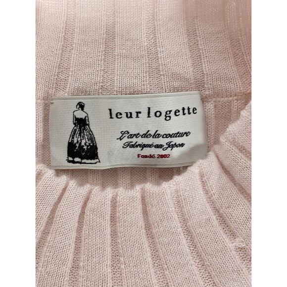 Leur Logette Pink Cashmere Silk Ribbed Balloon Sleeve Sweater Mock Neck XS - Picture 7 of 10